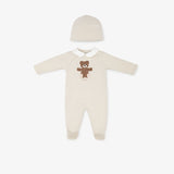 BABY FOOTIE WITH ALLOVER FF BEAR PATCH AND HAT