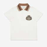 Boys Cotton Piqué Polo Shirt in White
