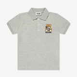 Boys Teddy Bear Polo Shirt in Grey