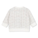 IVORY SWEATTOP MICRO CHECK BLACK BOSS LOGO LONG SLEEVE