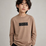 Boss Kids brown T-shirt with logo on the front