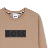 Boss Kids brown T-shirt with logo on the front