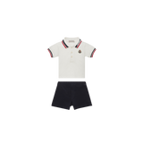 Tricolor-Trimmed Cotton Piquet Set