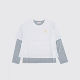 Moncler  Bicolor Logo Print Long-Sleeved Cotton T-shirt