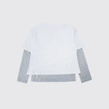 Moncler  Bicolor Logo Print Long-Sleeved Cotton T-shirt