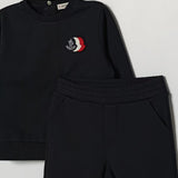 MONCLER Two-Piece 100% Cotton Set Moncler for boys with contrast logo