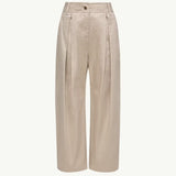 Pleated Stretch Cotton Gabardine Trousers